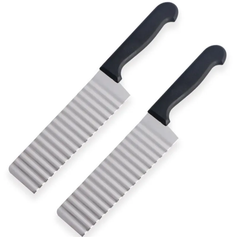 Long Stainless Steel Potato Chip Slicer Dough Vegetable Fruit Crinkle Wavy Slicer Knife Potato Cutter Chopper French Fry Maker vegetable cutter
