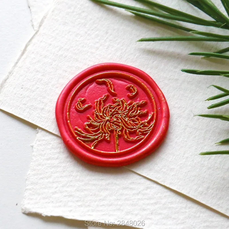 

Chrysanthemum Wax Seal Stamp,wedding gift,plant wood wax stamp,party seal,party decor,