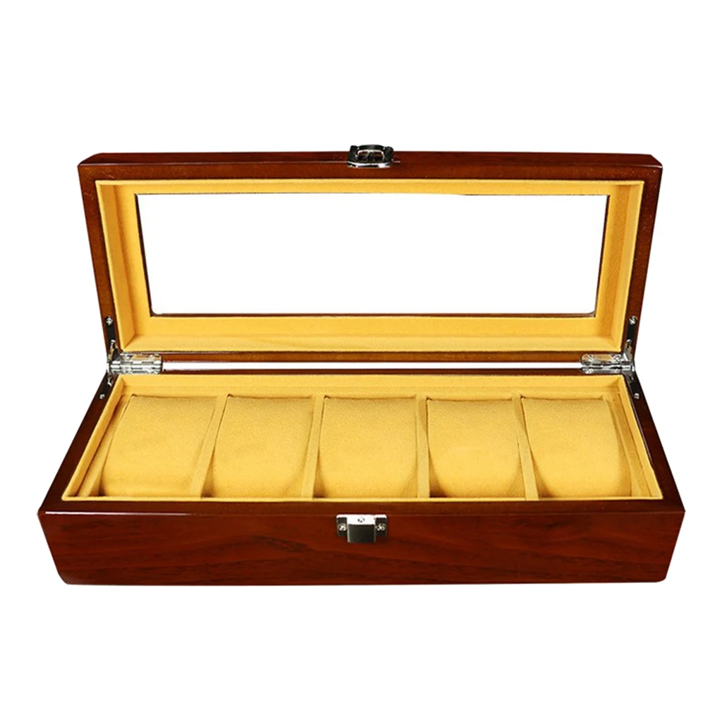 

Wooden Watch Box 5 Mens Watch Organizer Jewelry Display Case