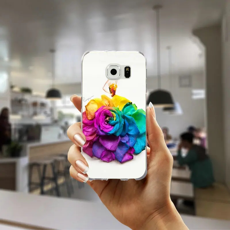 Для Samsung Galaxy J1 J2 J3 J4 J5 J6 J7 J8 мини Prime чехол мягкий, ТПУ чехол арт для девочек, украшенное лепестками, цветочным принтом; обувь на каблуке