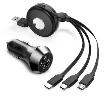 

Data cable extension cable portable retractable one drag three multi-head flexible cable fast charge lengthening high speed