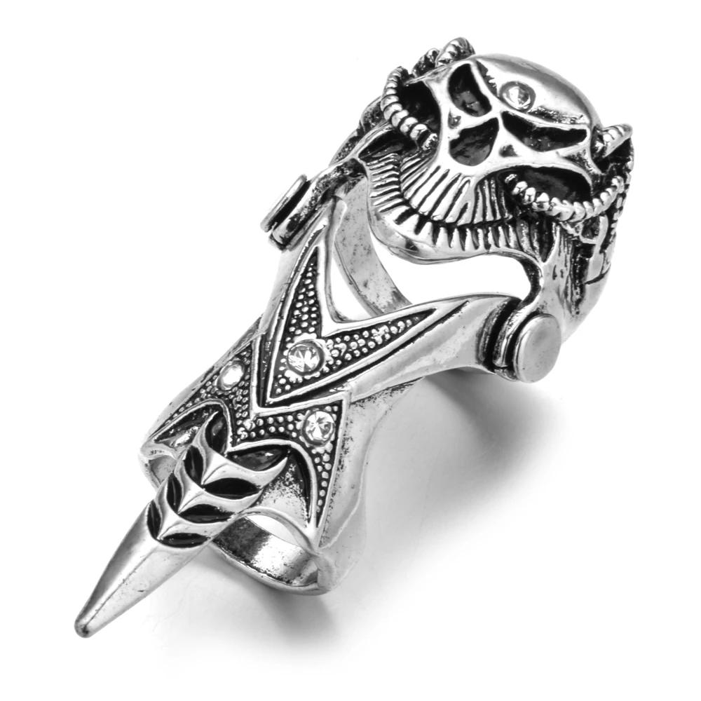 2pcs Punk Gothic Full Finger Armor Talon Claw Rings Robot Metal