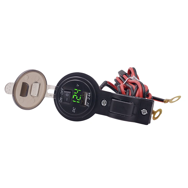 Мотоцикл черный переключатель USB зарядное устройство вольтметр ж/Монтажный сменный кронштейн