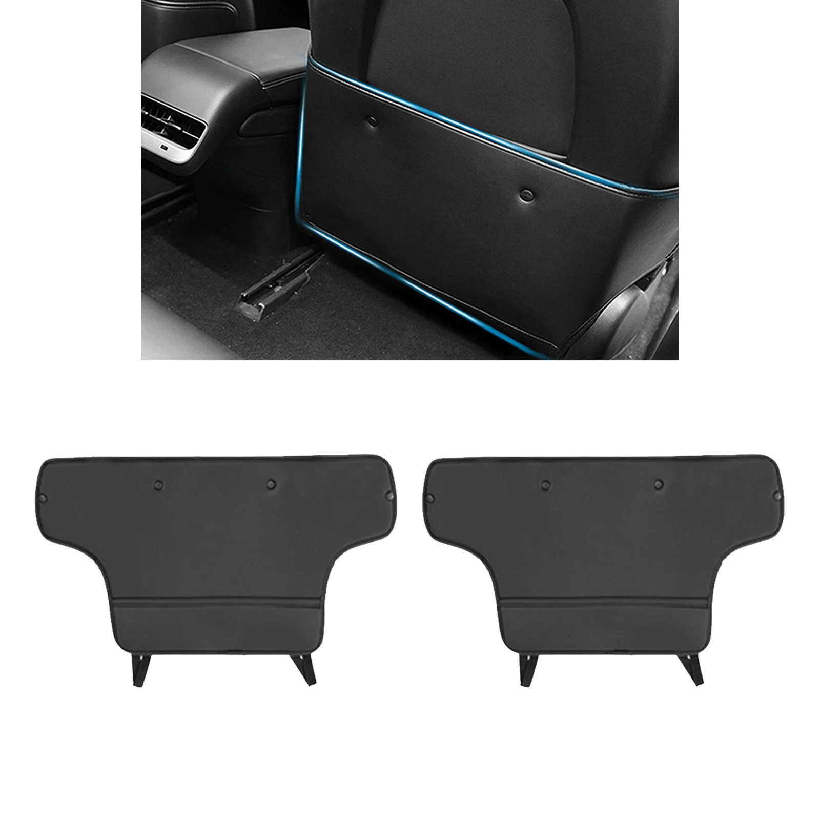 2x Leather Seat Back Kick Mat Anti Kick Pad Backseat Child Kick Guard