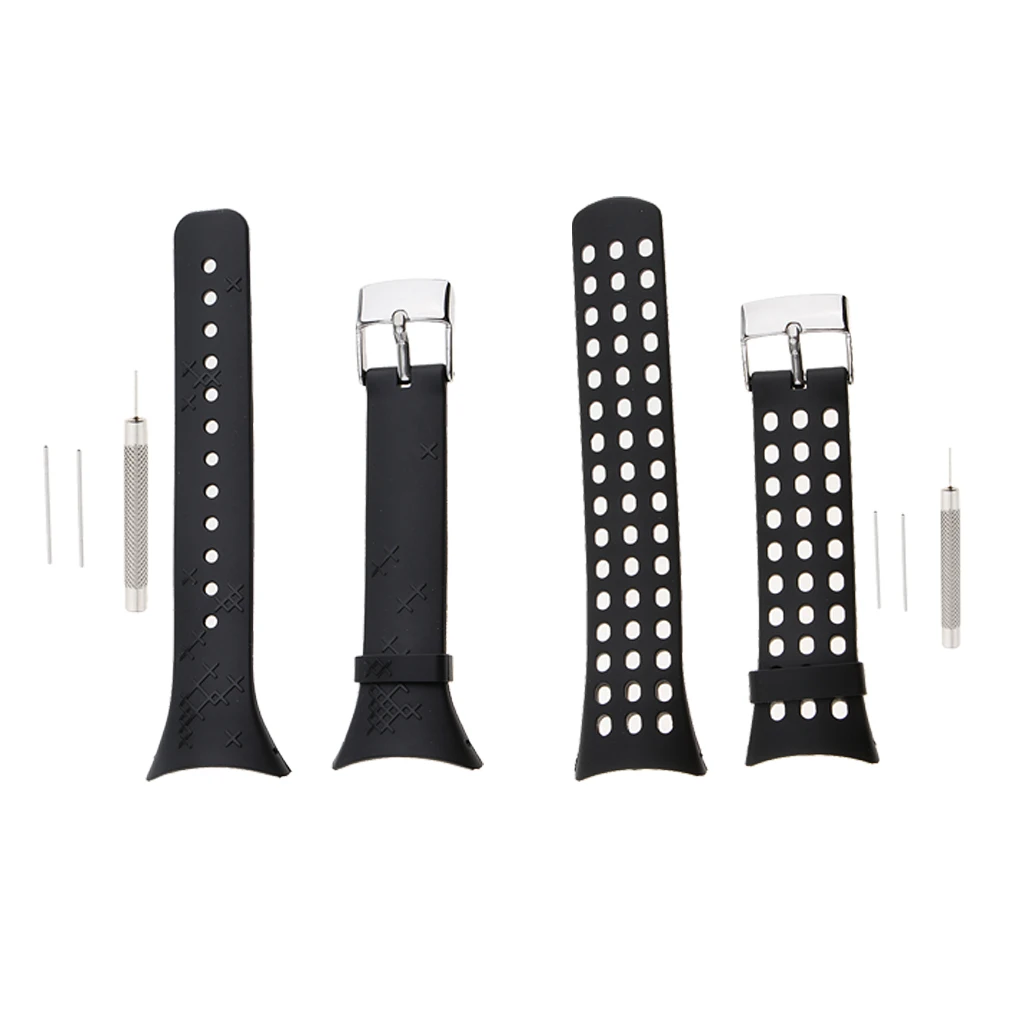 

2pcs Match All Black Rubber Silicone WatchBand Starp for Suunto Series M 1-5 Male Female Couple