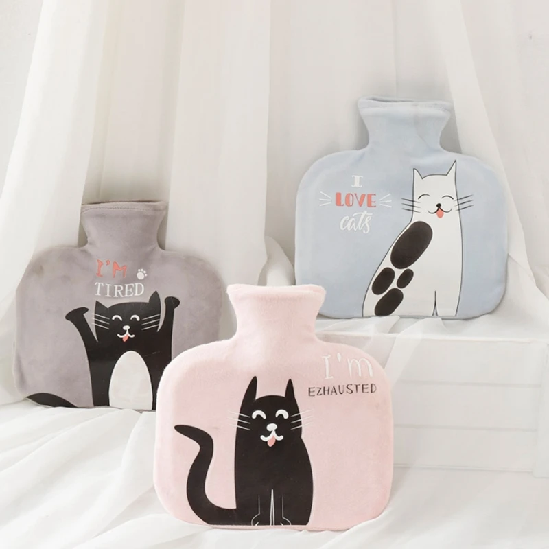 1000ML Soft Plush Hot Water Bottle Wth Cover Warm Print Cute Hand Warmer Pocket Rubber Bag Portable home |