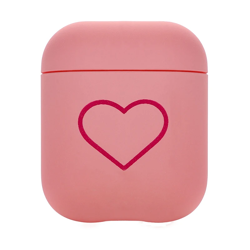 Розовый Жесткий чехол с милым сердцем для Air Pods, беспроводные Bluetooth наушники NC99 - Цвет: Розовый