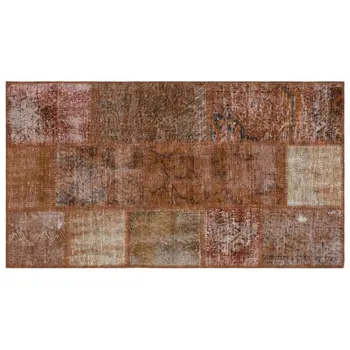 

Handmade Brown Vintage Overdyed Patchwork Area Rug 080x150 Cm-2'7''X4'11''