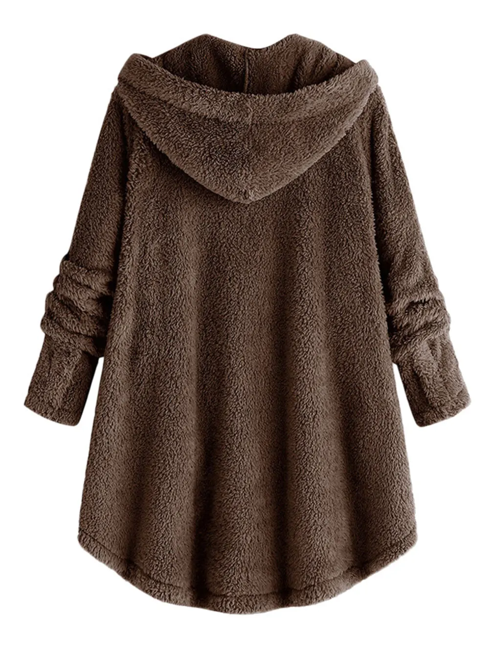 ROSEGAL, Женское пальто с капюшоном размера плюс, искусственный мех, пушистое, плюшевое пальто, женское, повседневное, свободное, однотонное, на пуговицах, длинное пальто с капюшоном, верхняя одежда