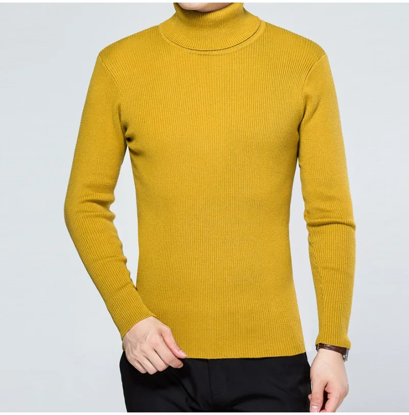 Мужские свитера Slim Fit мужские уличные пуловеры водолазка толстый шерстяной пуловер, свитер Новые Теплые однотонные повседневные пуловеры