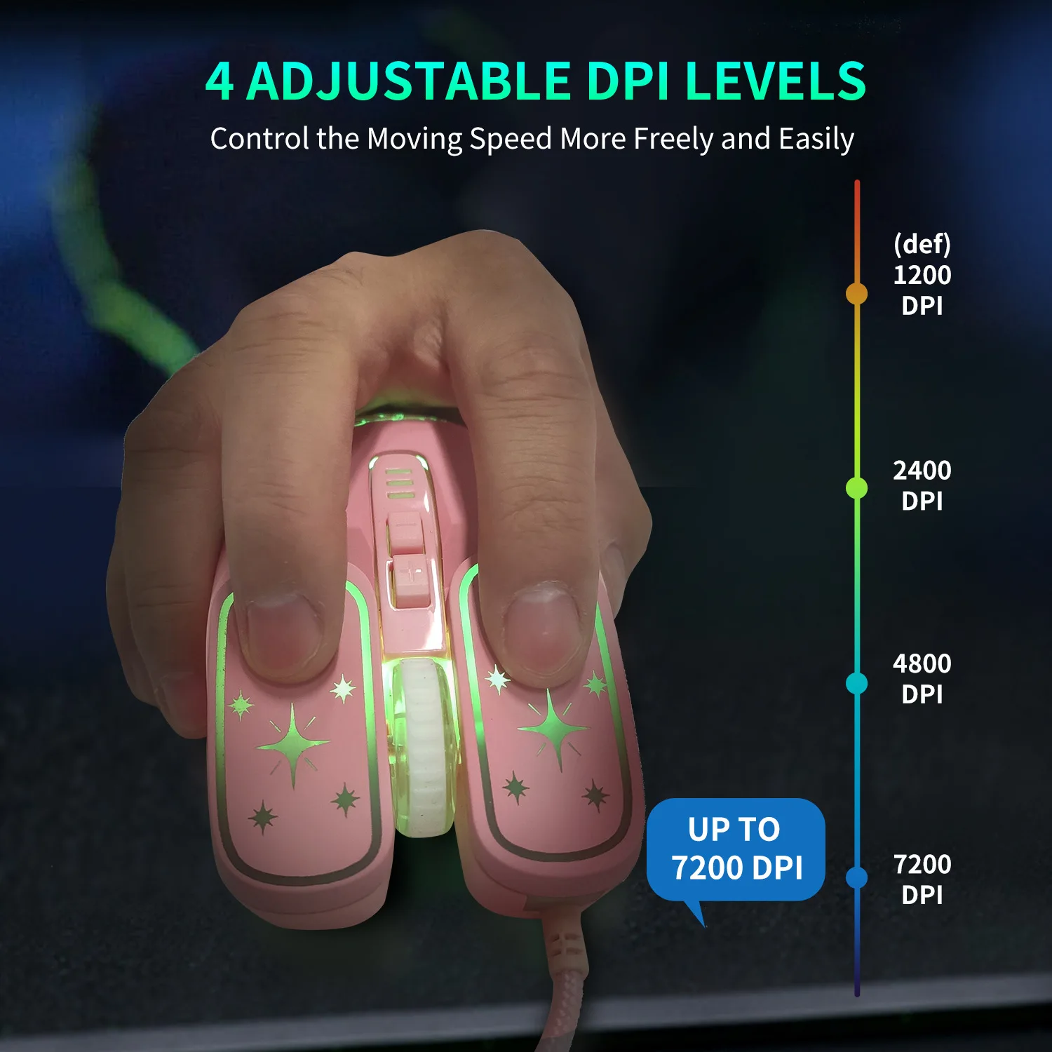 RGB gaming mouse side buttons view