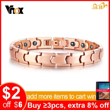 

Vnox Elegant Pink Gold Tone Magnetic Therapy Bracelets for Women Man Pain Relief for Arthritis and Carpal Tunnel Love Gifts