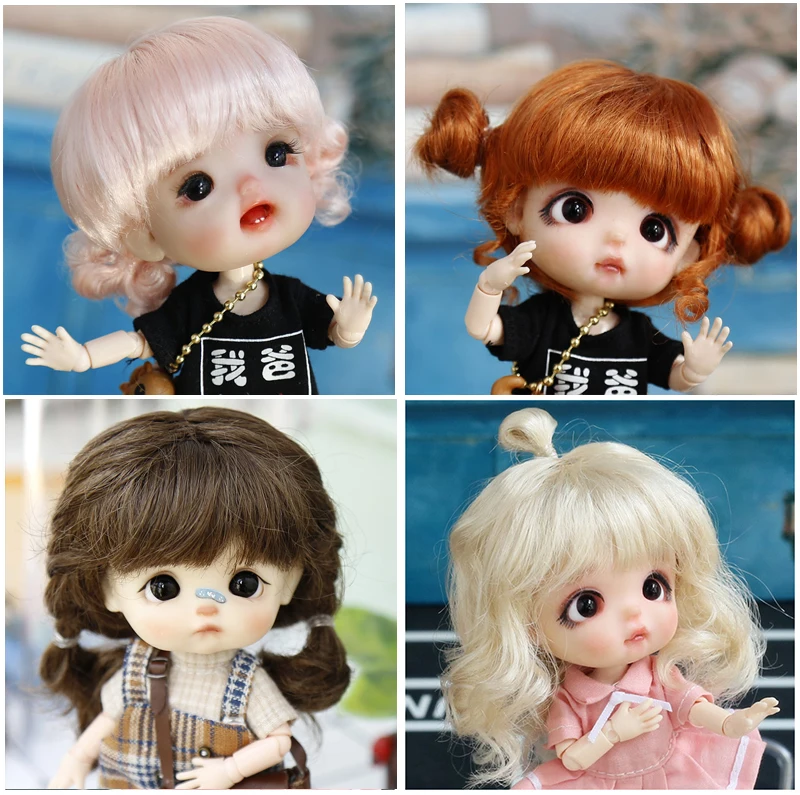 

New 1/8 BJD wig Pink golden SD doll wigs soft Cute braid hair Bangs Long straight hair Doll special wig multi-color optional