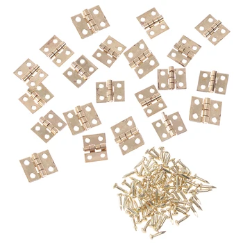 

20pcs/lot Hand Tools Hardware Mini Cabinet Drawer Hinge Butt Hinge Copper Gold 4 Small Hinge Hole
