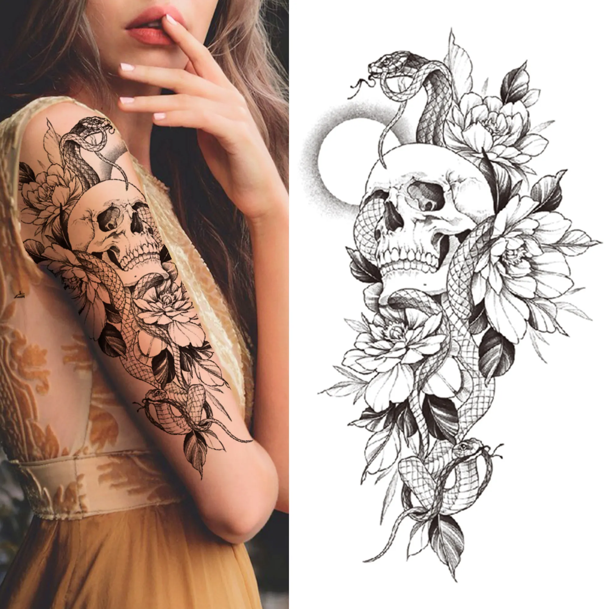 Set of three tattoo sketch with peony flowers snake and skull for Henna  drawing and tattoo template Flower tattoo Vector illustration Stock  Vector  Adobe Stock