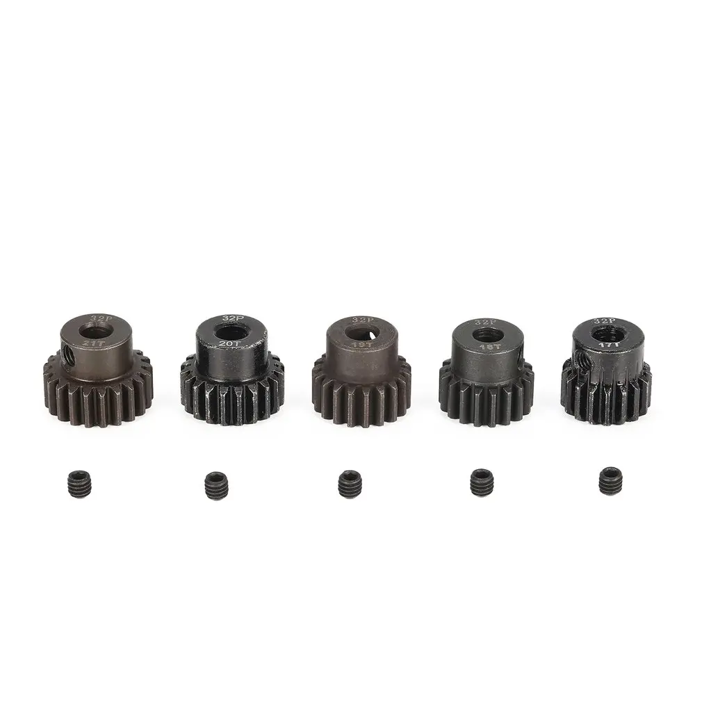 

SURPASS HOBBY 5Pcs 32DP 5mm 17T 18T 19T 20T 21T Metal Pinion Motor Gear Set for 1/8 RC Car Truck Brushed Brushless Motor