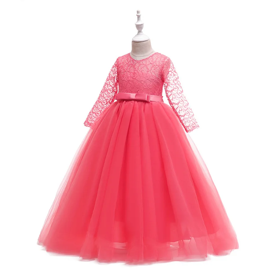 Пышные платья для девочек для первого причастия, Детские торжественные Бальные платья для подростков, платье для выпускного бала, платья для детей от 4 до 15 лет, Vestidos - Цвет: rose red