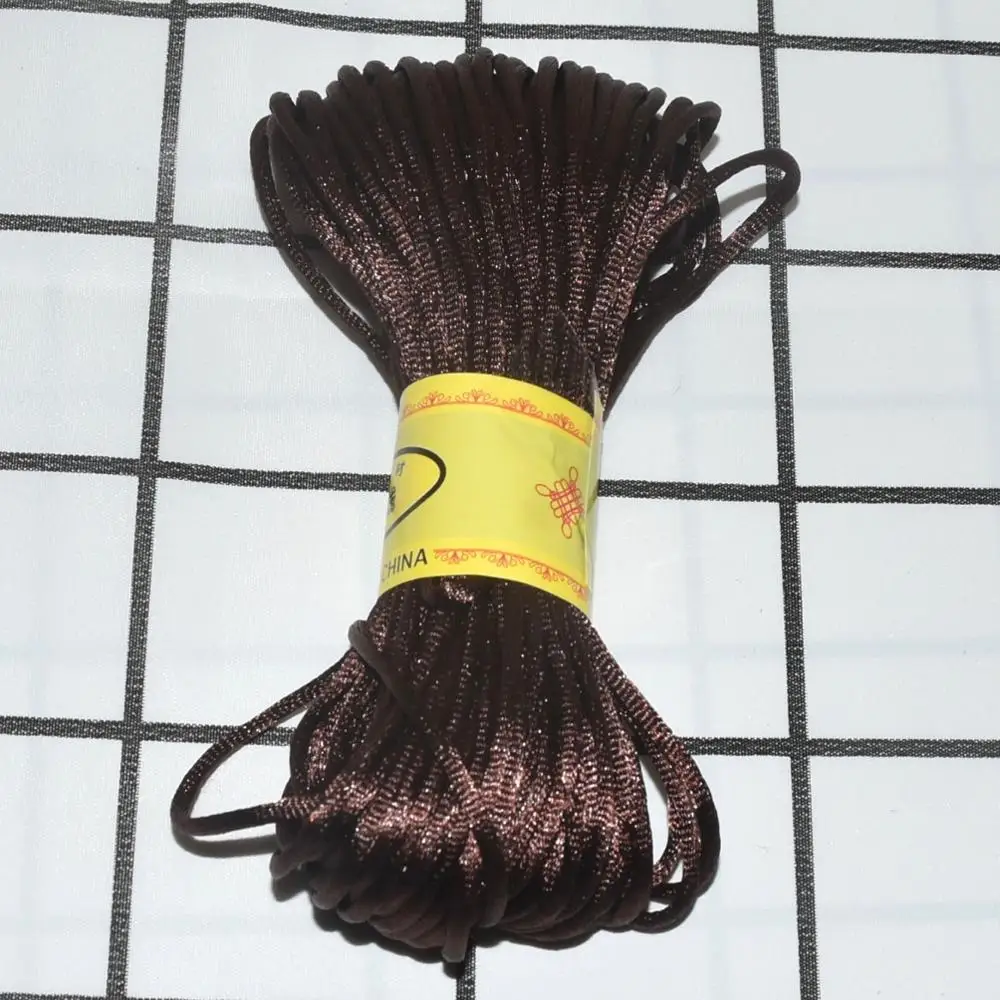 2,5 мм, 20 м, китайский шнур с узлом, атласная нейлоновая плетеная веревка, Бисероплетение Макраме, плетеный шнур, разноцветный бисер, нить для рукоделия - Цвет: 25