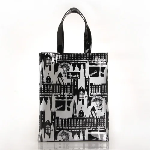 Лондонский стиль, ПВХ, многоразовая сумка для покупок, женская сумка, Экологичная, маленькая, фирменная, сумка для покупок, водонепроницаемая, сумка на плечо - Цвет: Medium