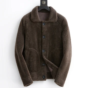 

Winter Warm Mens Faux Fur Lambswool Thick Coat Solid Color Lapel Jacket Casual Reversible Plus Size M-5XL U29