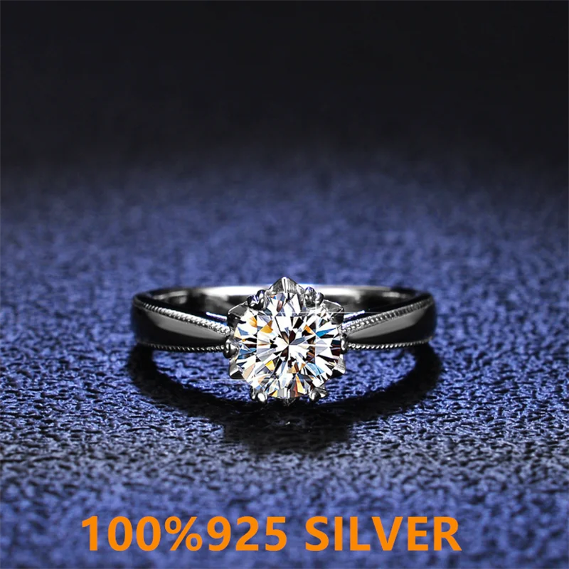 

Indelible 925 Sterling Silver Ring D color Mossan diamond snowflake ring exquisite fashion engagement jewelry