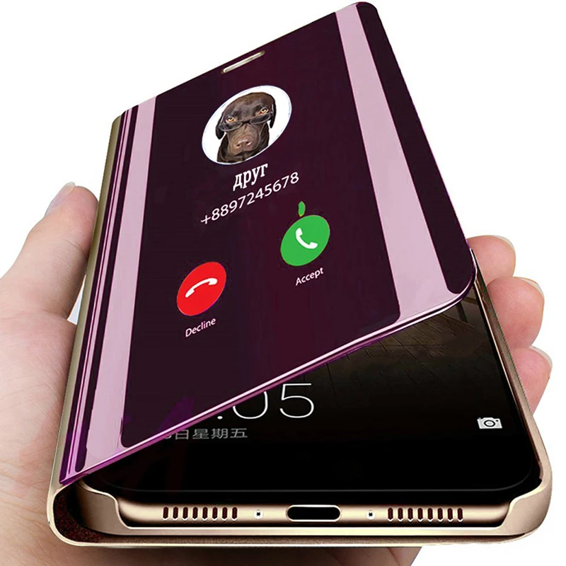 Умный зеркальный Чехол С Откидывающейся Крышкой для Samsung Galaxy S20 ультра S10 S9 S8 Note 8 9