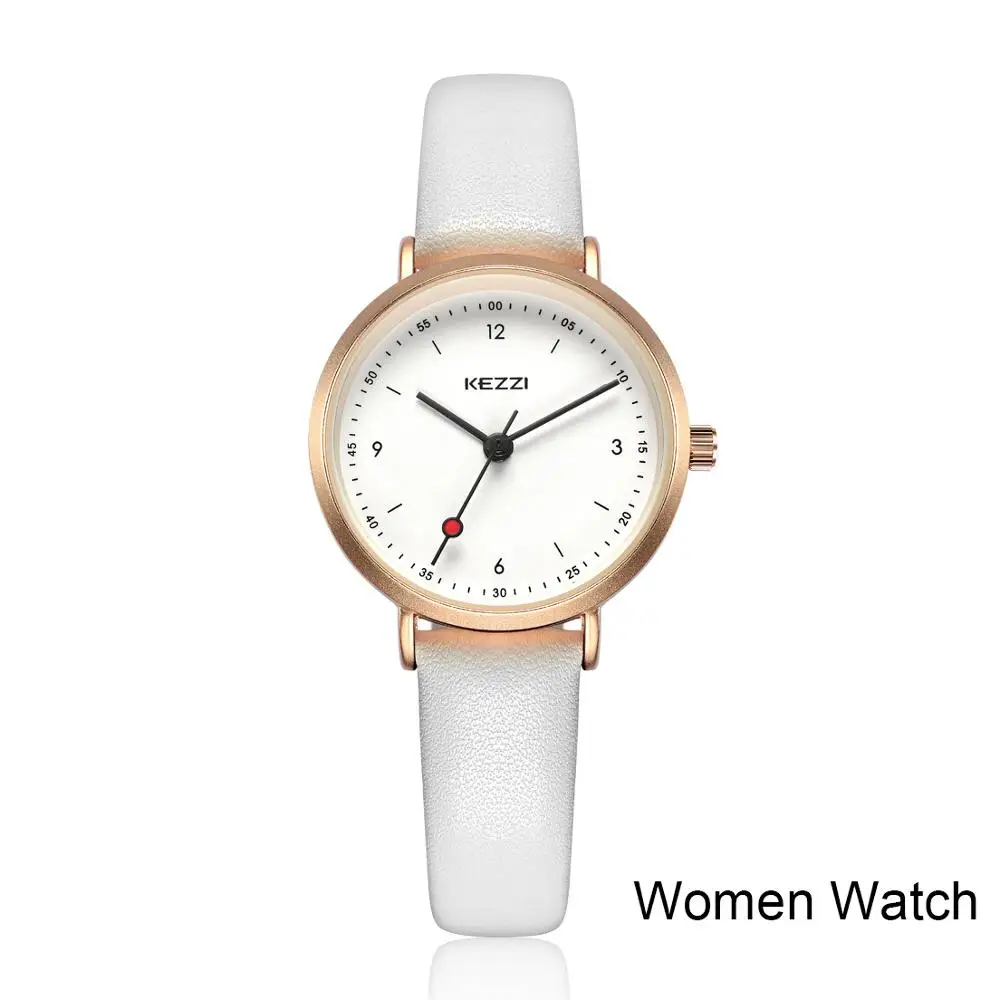 white watch women KEZZI Новые мужские и женские кварцевые часы для пары, модные деловые часы, мужские часы, женские часы, подарки - Цвет: white watch women