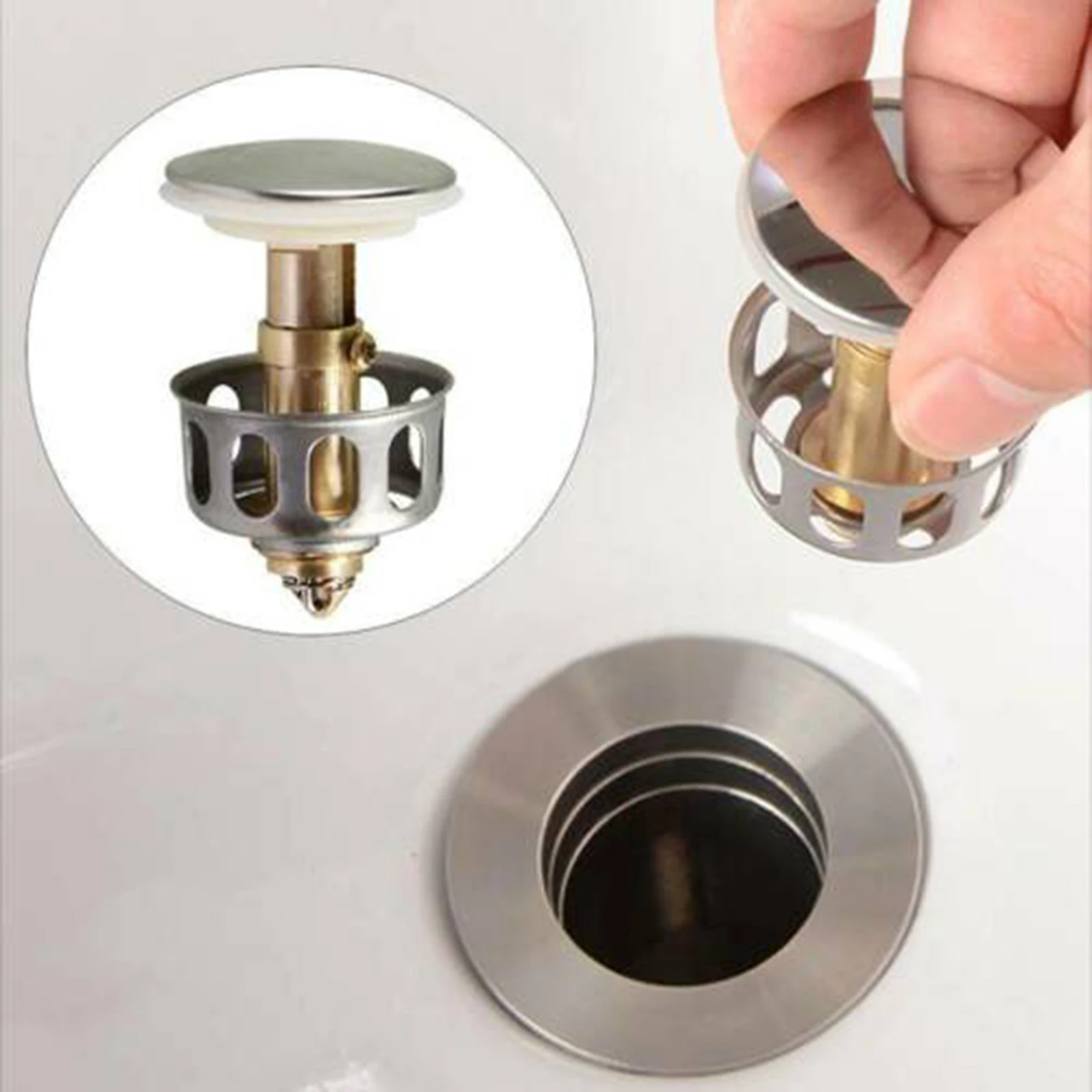 

1pcs Wash Basin Bounce Drain Filter Sink Drain Vanity Stopper Bathroom Accessories Bathtub Plug Trap Hair Catcher Faucet