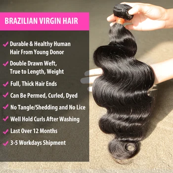 Luvin 28 30 32 34 40 Inch Brazilian Hair Weave 3 4 Bundles With 13x4 Lace Frontal and Closure Remy Body Wave 100% Human Hair 3