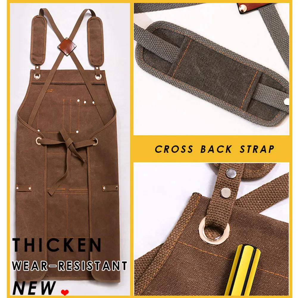 Adjustable Tool Apron Men Women Canvas Apron Heavy Duty Utility Apron with Pockets for Woodwork Room Craft Workshop #W0