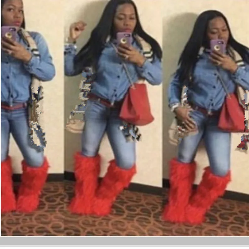 

SWONCO Tall Boots Women Winter Shoes Warm Snow Boots For Women 2019 New Knee High Boots Faux Fox Fur Female Causal Shoes Warm