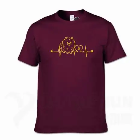 New Funny Pomeranian T Shirt Unisex Short Sleeve O-Neck 16 Colors Cotton Casual Cute Heartbeat Dog T-shirt Girls Woman Tshirt