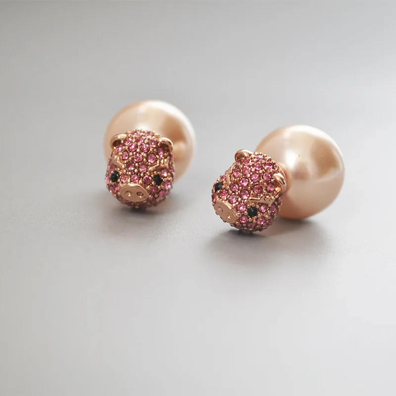 

CMajor Fashion Brass Jewelry European and American Style Personality Lovely Sweet Cute Pig Gold Color Stud Earring for Women