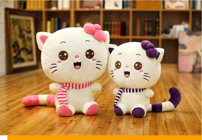 Бант кошка плюшевые игрушки мягкие животные розовый фиолетовый плюшевая кошка кукла мягкие игрушки плюшевая подушка подарок для девушки