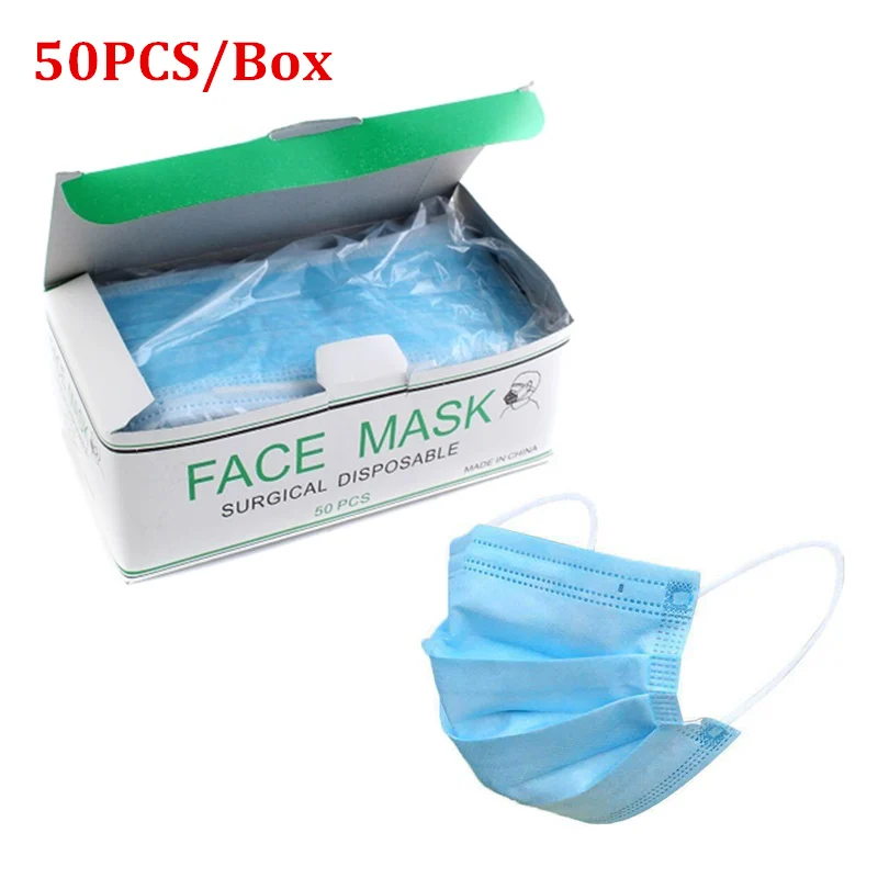 

50Pcs Surgical Face Mask 3 Ply Disposable Medical mask PM2.5 3 Layers Dustproof Breathable Safety KF94 Dust Masks N95