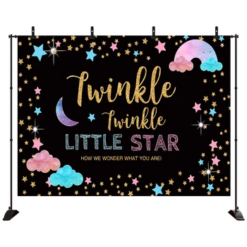

Gender Reveal Party Backdrop Twinkle Little Star Background Pink and Blue Gender Surprise Photo Banner for Baby Shower