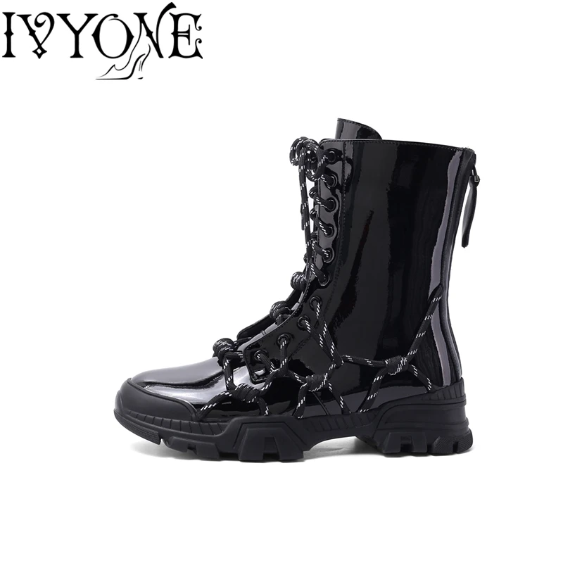 

Women Boots Platform Flat with Round Toe Ladies Winter Ankle Boots Basic Shoes Lace up Martin Boots Woman's Casual Boots