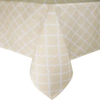 

Eforcurtain Geometric Trellis Print Tablecloth Water Resistant for Family Use Solid Soft Polyester Fabric Table Cover Home