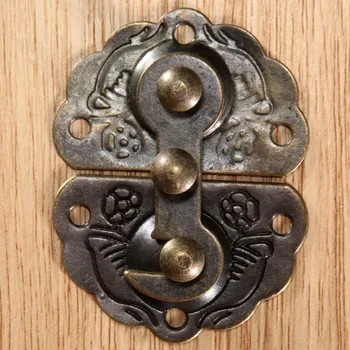 

New 44x34mm Antique Brass Iron Latch Decorative Jewelry Gift Wine Wooden Box Suitcase Case Hasp Latch Hook Vintage Hardware