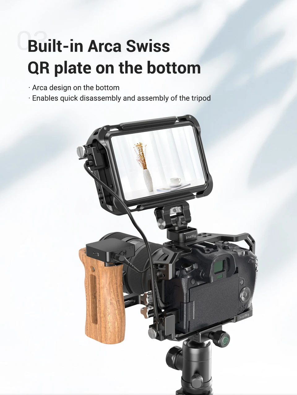 Description Picture 6 of itemSmallRig Camera Cage for Iconic Brand EOS R with Cold Shoe Mount Thread Holes for Magic Arm Microphone Attach 2803