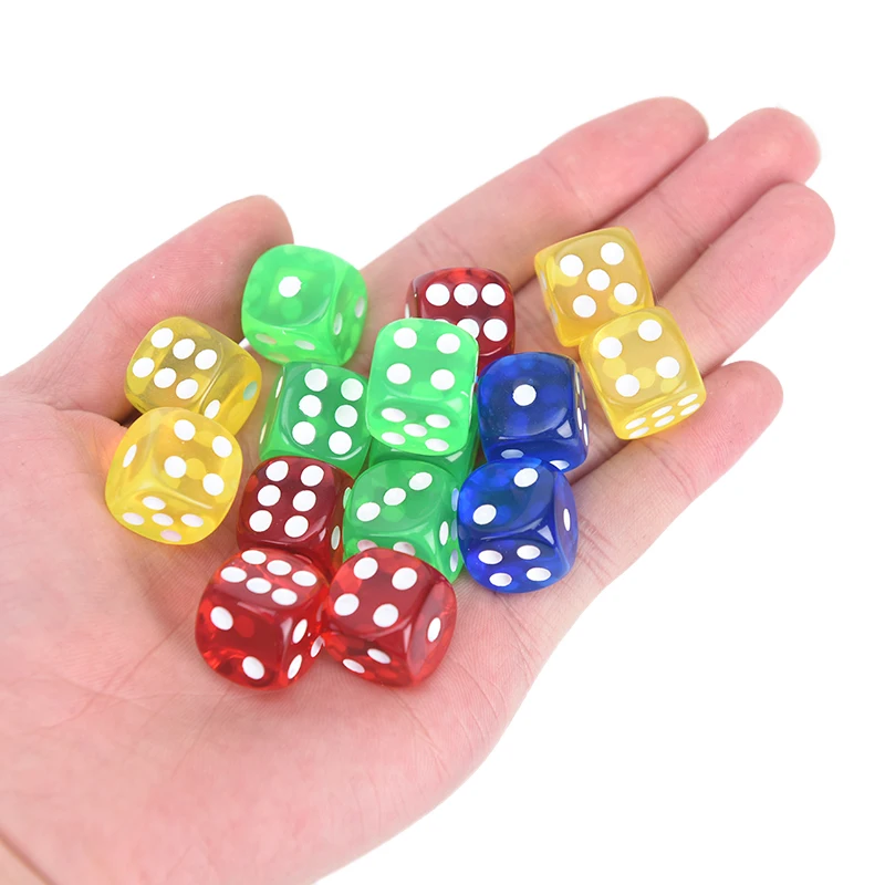 24Pcs 16MM Rounded Corners Playing Party Dices Four-Color Transparent Dice (Blue Green Yellow Red All 6) | Спорт и развлечения