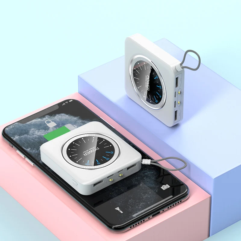 Внешний аккумулятор 10000 мА/ч для iPhone, Xiaomi Pover, зарядное устройство, два порта Usb, внешний аккумулятор, портативный аккумулятор - Цвет: Белый