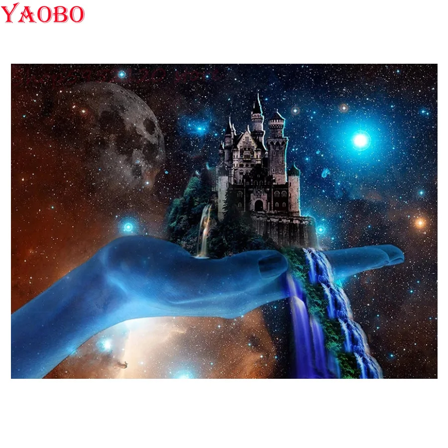 DIY 5D полная Алмазная вышивка крестиком на рисунке фэнтези Звездное замок ручная