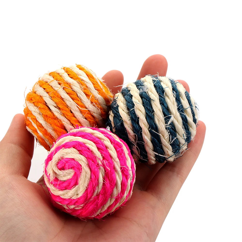 Random Color Interactive Straw Sisal Rope Weave Ball Teaser Balls Cat Play Chewing Toy Grinding Teeth Tools Dog Home Pet Supply|Cat Toys| - AliExpress