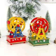 Новые рождественские украшения деревянные расписные колеса обозрения Рождественская музыкальная шкатулка Декор рождественские украшения Navidad подарок для детей