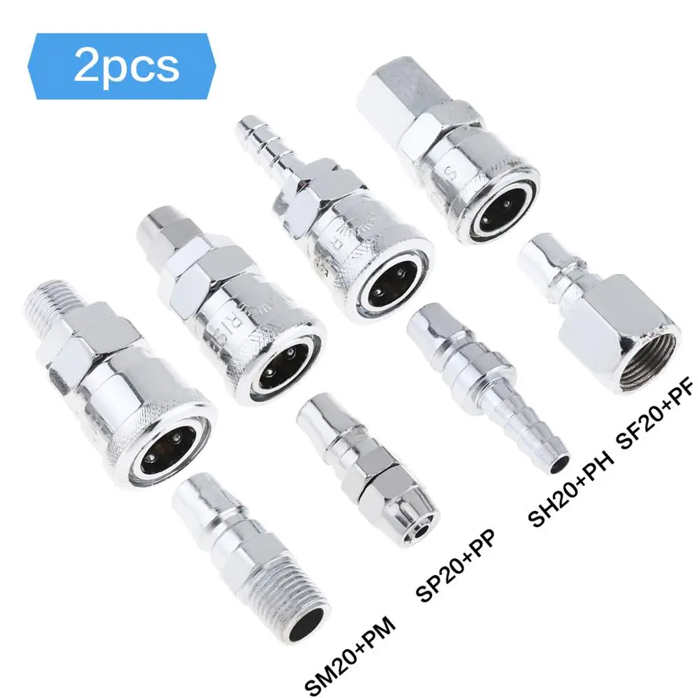 

2pcs/lot SP20-PP SF20-PF SH20-PH SM20-PM Pneumatic Connector Fitting Quick Connector Coupler High Pressure for Air Compressor