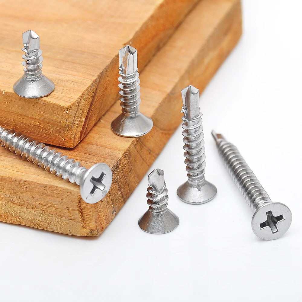 

182pcs phillips flat head self drilling tapping screw kit 410 stainless steel m4.2 washer head drilling screw with screwdriver