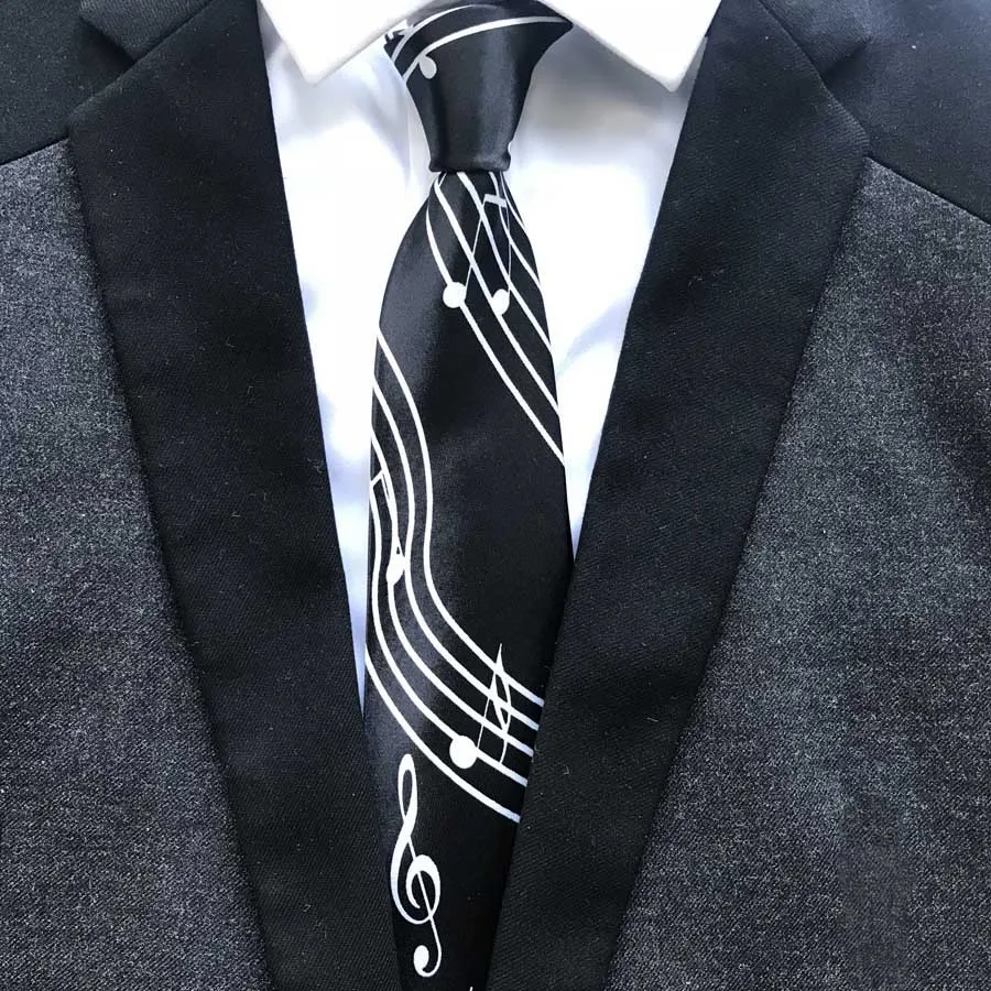 Прямая Модный мягкий музыкальный галстук 9 см вечерние галстуки Классический музыкальный инструмент узор музыкальный галстук тканые галстуки - Цвет: As Picture