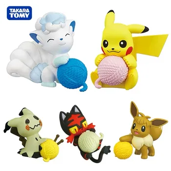 

5pcs/set TAKARA TOMY pokemon Gashapon Litten Mimikyu Eevee Action Figure toys For children