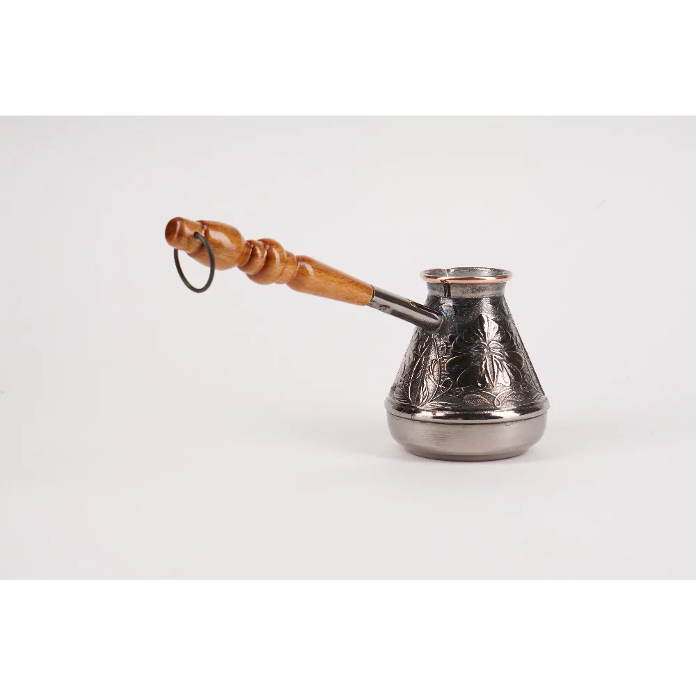 Kopen TURK KOFFIE koper houten gesneden handvat 200 ml.